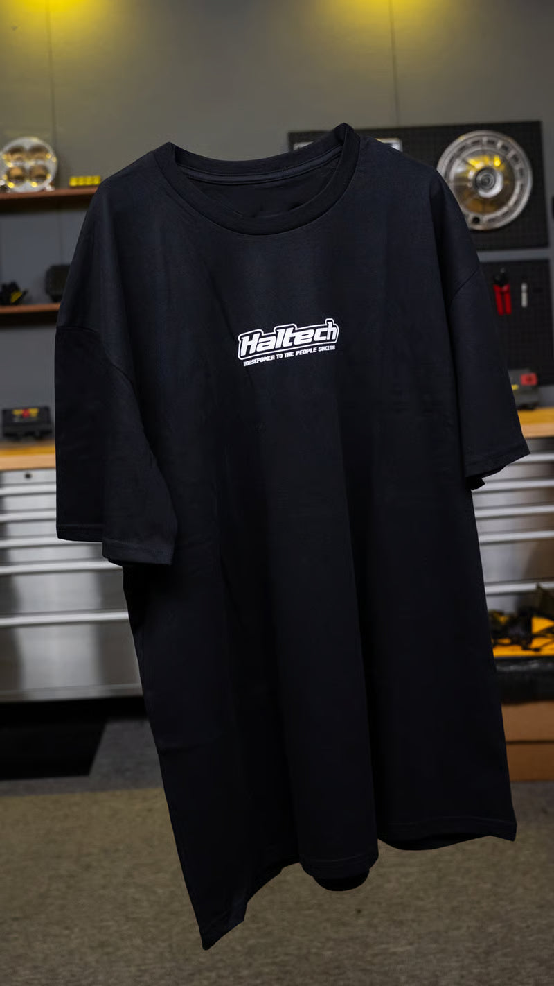 Haltech Classic T-Shirt - Black with White Logo - 4XL