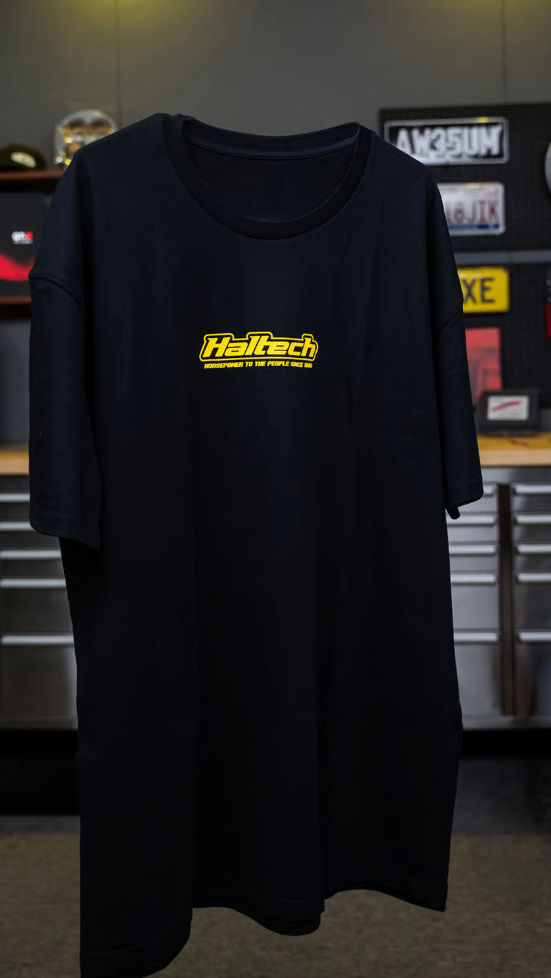 Haltech Classic T-Shirt - Black with Yellow Logo - 2XL